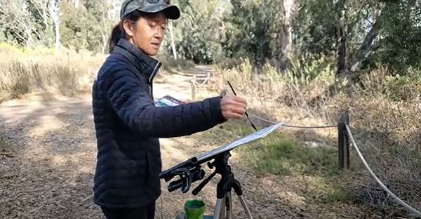 Keiko Tanabe's plein air demo at Watercolor Live