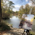 Painting Indiana Rivers: Using Art to Highlight Conservation Watercolor painting on an easel by Indiana river