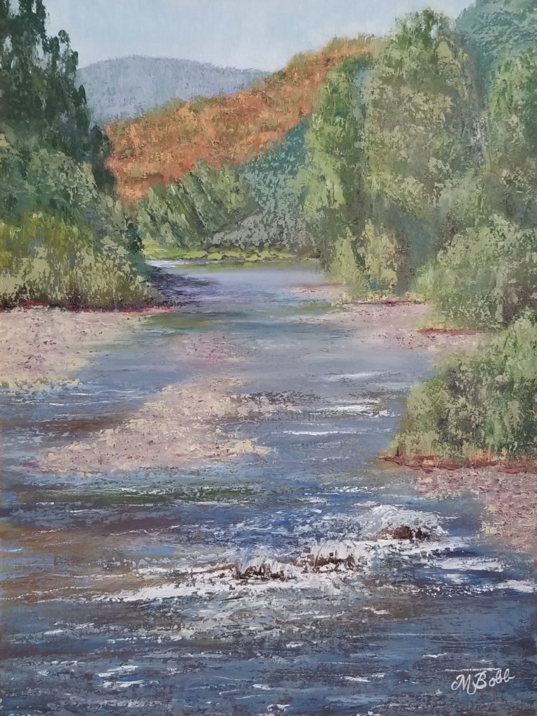 Landscape painting of a creek