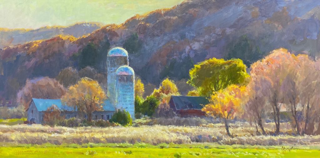 Oil painting of a farm