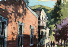 Preview the Upcoming PleinAir Magazine (February/March 2021) Shelby Keefe, “Telluride Stroll” (oil, 16 x 20 in.)