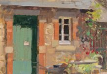 Nancy Takaichi, “Nikolas’ Garden Shed,” 2019, oil, 8 x 10 in., Collection the artist, Plein air