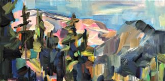 Brooke Borcherding, “Evening Along the Riverbed,” 2019, acrylic