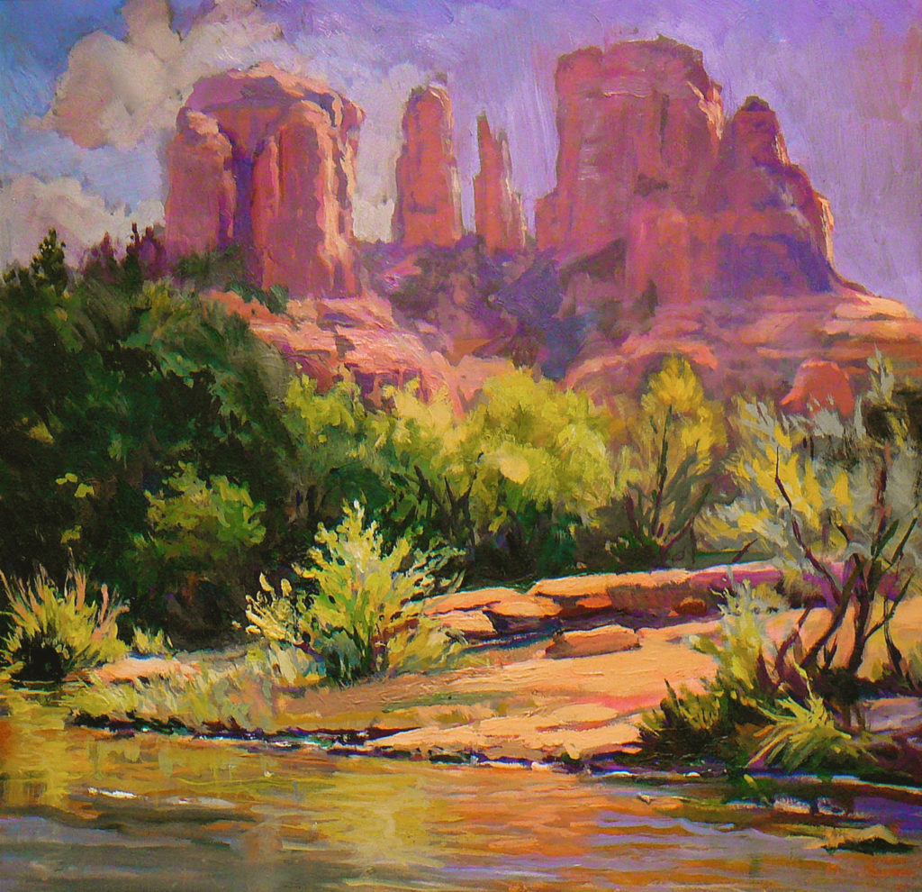 Susan Hubble Pitcairn, "Land of Awakening," oil, 18 x 19 in.