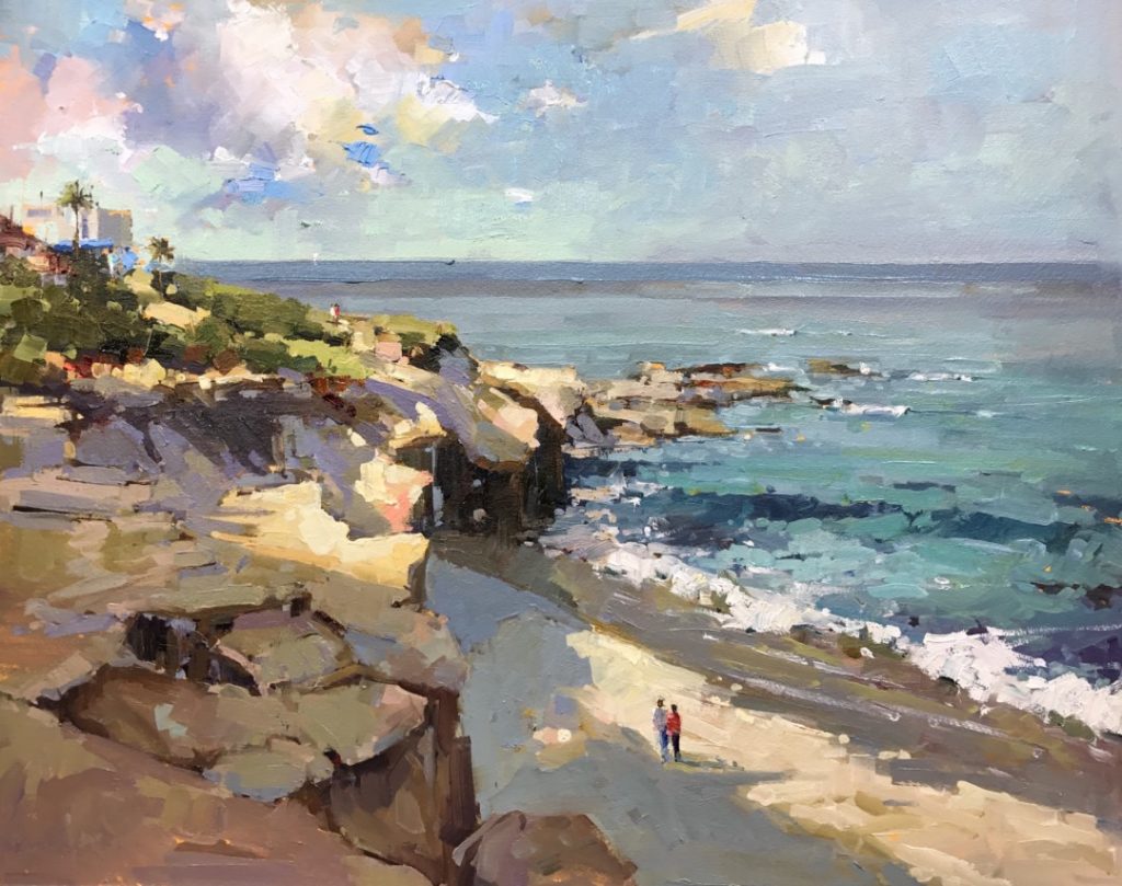 "Pacific Cliffs" (oil, 16 x 20 in.) by Michele Usibelli