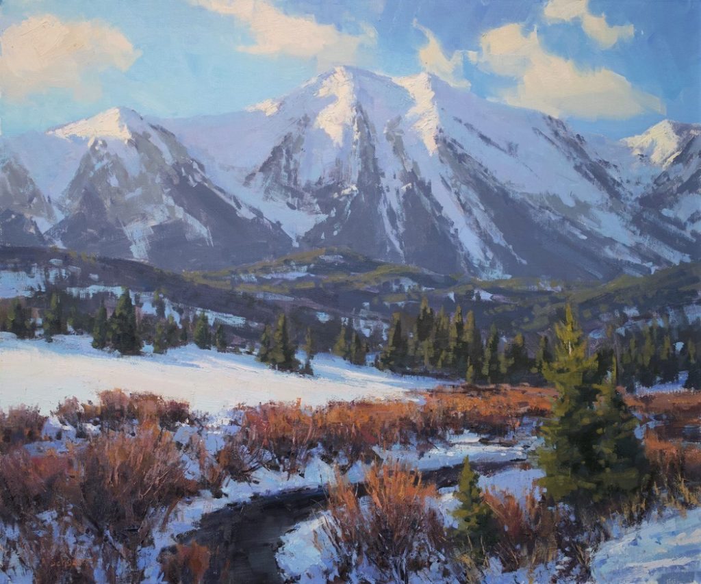 "Saddle Peak in December" (oil, 20 x 24 in.) by Aaron Schuerr