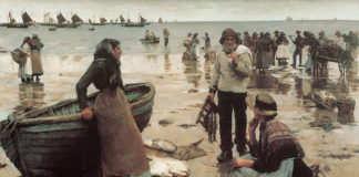 Stanhope Forbes, "A Fish Sale on a Cornish Beach," oil on canvas