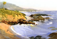 Larry Cannon, “South Laguna View” created in the Laguna Beach Plein Air Invitational, 10 x 14 in., watercolor on paper