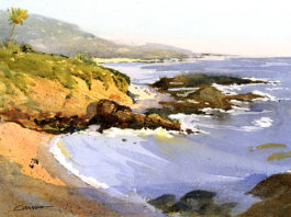 Larry Cannon, “South Laguna View” created in the Laguna Beach Plein Air Invitational, 10 x 14 in., watercolor on paper