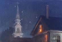 Taking Time to Carefully Observe Nature Nocturne plein air painting of stars