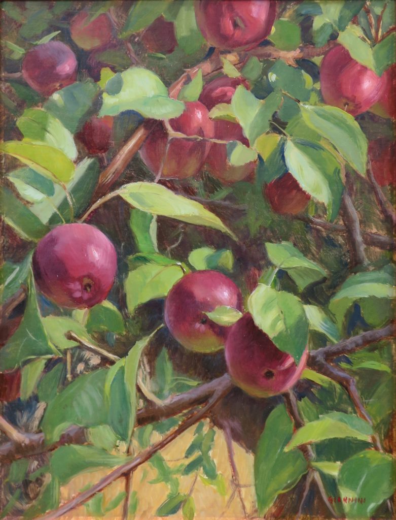 Plein air painting of apples