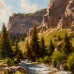 Art composition - oil landscape of a canyon