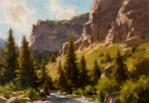 Art composition - oil landscape of a canyon
