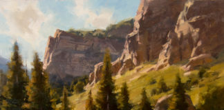 Art composition - oil landscape of a canyon