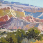 Oil painting of colored cliffs in New Mexico