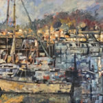 Featured Artwork: Cynthia Rosen Oil painting of boats in a harbor, by Cynthia Rosen