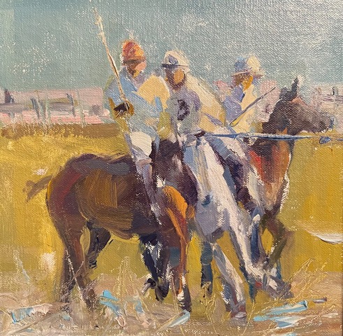 Painting of people on horses