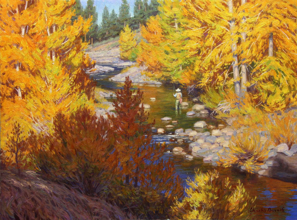 Charles Muench, "Fall Fishing," 18 x 24 in.