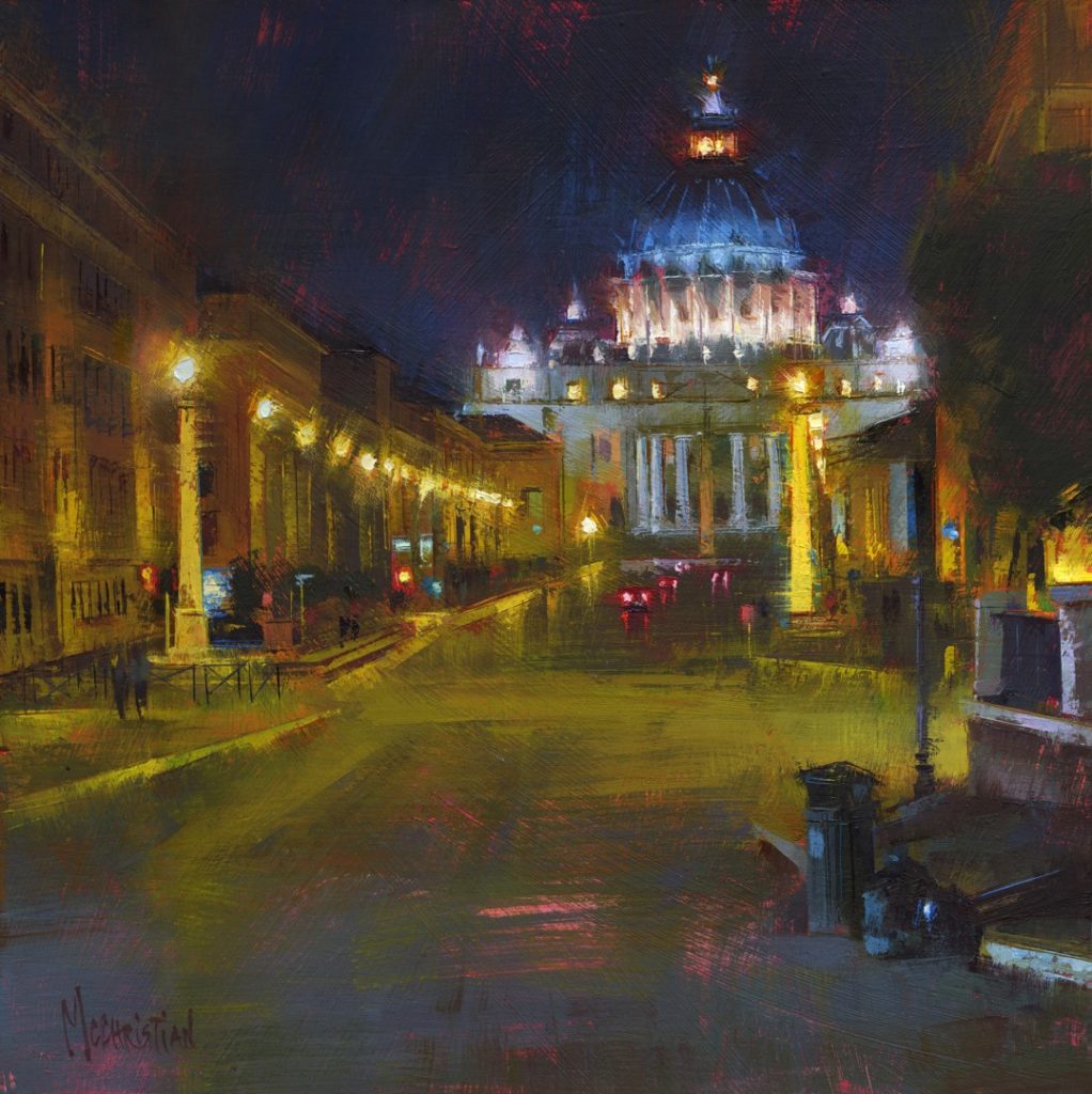 Nocturn painting of Rome
