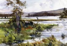 Plein Air Art Through the Decades Watercolor painting of a river