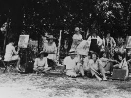 Photo of Christoval art colony painters; San Angelo Museum of Fine Arts show