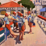 Plein air painting of people