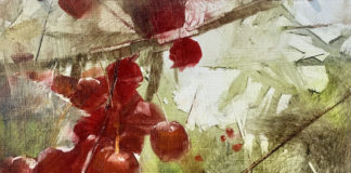 Oil painting of cherry tree