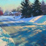 Pastel painting of snowy landscape