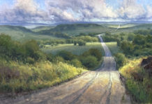 Artist Spotlight: Kim Casebeer Pastel painting of country road over rolling hills