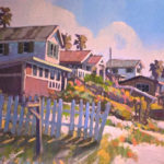 Featured Artwork: Mark Fehlman Oi painting of homes near a beach