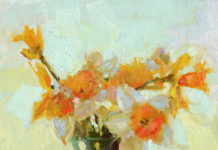 Oil painting of daffodils