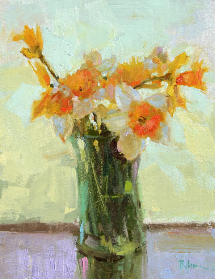 Oil painting of daffodils