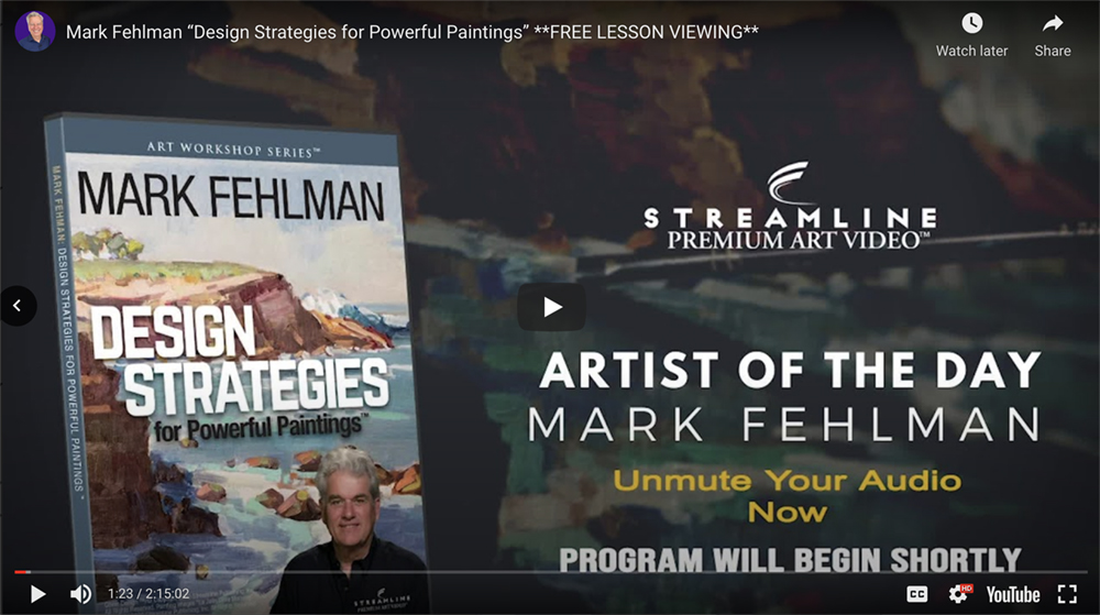 Image of DVD cover in front of painting promoting Mark Fehlman's instructional art video
