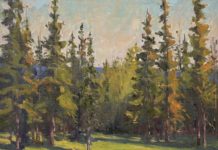 Kami Mendlik, “Big Sky Morning View,” 2018, oil, 9 x 12 in., Available from artist, Plein air