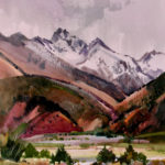 Kelly Kane’s Pick of the Week: “Crestones, Late March” Stephen Quiller, “Crestones, Late March,” 2018, watercolor, 26 x 20 in., Private collection, Plein air