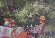 George Van Hook, “Iris,” 2020, oil, 30 x 24 in., Collection the artist, Plein air