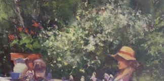 George Van Hook, “Iris,” 2020, oil, 30 x 24 in., Collection the artist, Plein air