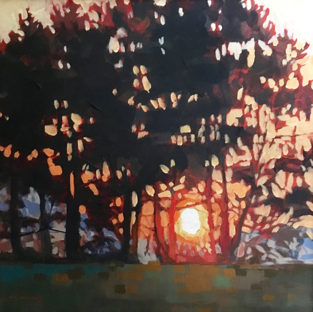 acrylic landscape painting of sunrise