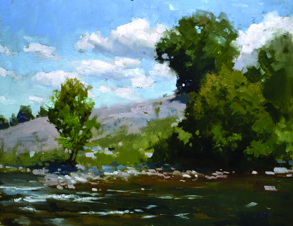 Plein air oil landscape painting - Paintings of water