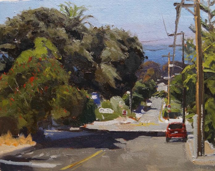 Scott W. Prior, “Old Carlsbad,” 2020, oil, 11 x 14 in., Available from artist, Plein air