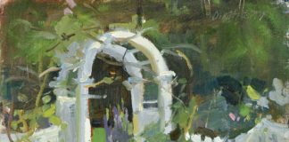 Dawn Whitelaw, “Margaret’s Gate,” 2020, oil, 8 x 10 in., Private collection, Plein air sketch