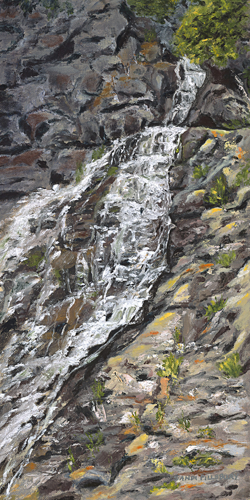 Oil painting of waterfall