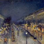 Camille Pissarro, "The Boulevard Montmartre at Night" painting