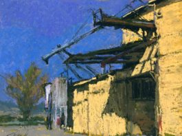 Rural Funk and Fabulous Skies in Pastel Pastel painting of a grainery