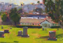 Jennifer McChristian, “Headstone Haven,” 2018, oil on panel, 8 x 10 in., Collection the artist, Plein air