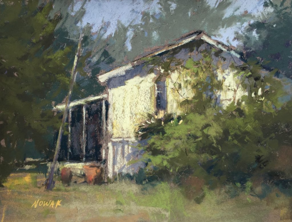 Nancy Nowak, "Right at the Corner," 2016, pastel, 9 x 12 in., Private collection, Plein air