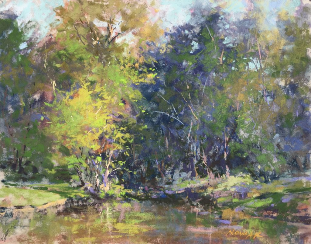 Nancy Nowak, "Spring’s Arrival," 2018, pastel, 11 x 14 in. Collection the artist Plein air