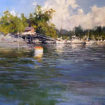 Plein Air Salon - "Little Island in the Afternoon" (oil, 20 x 20 in.) by Deborah Tilby