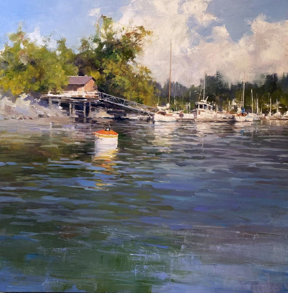 Plein Air Salon - "Little Island in the Afternoon" (oil, 20 x 20 in.) by Deborah Tilby