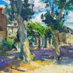 Antonin Passemard, “Through the Trees,” 2020, oil, 20 x 28 in., Available from Hagan Fine Art, Plein air